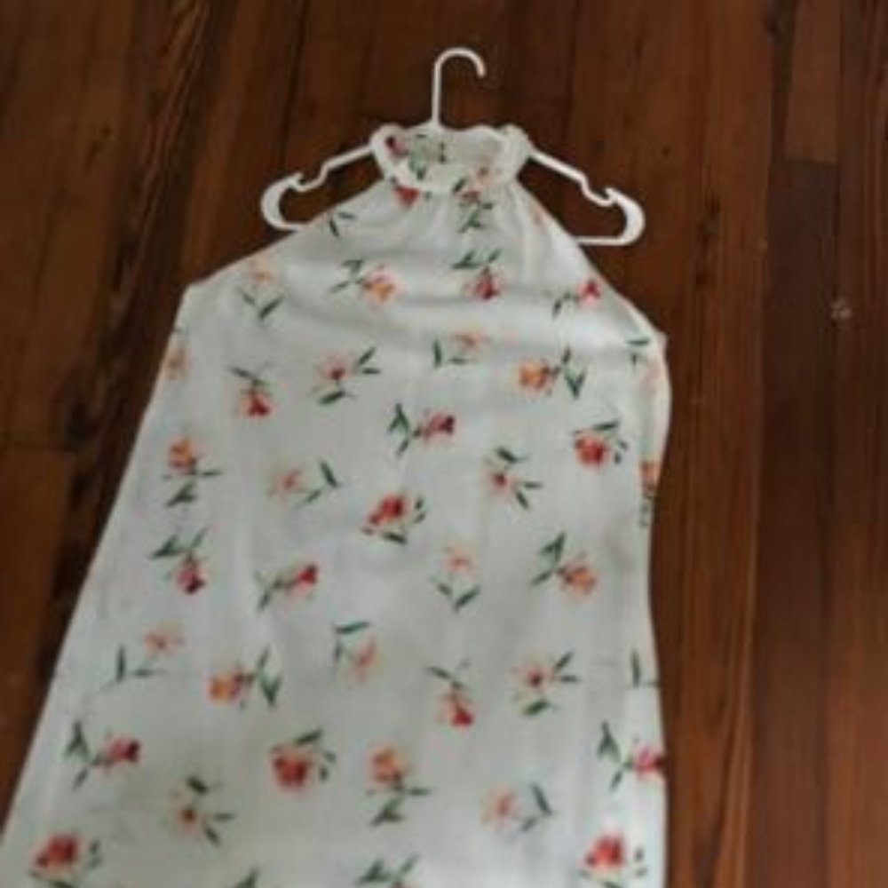 White Floral Trapeze Dress from Lush